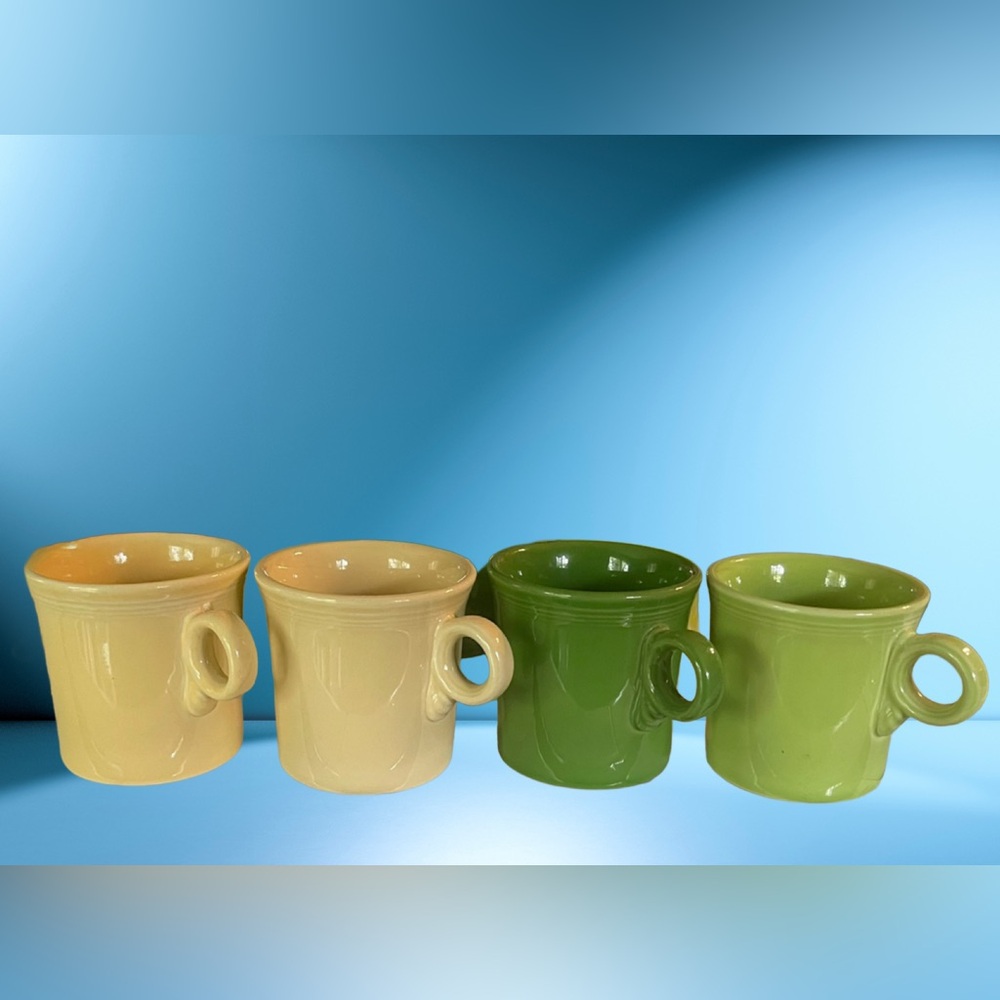 Fiestaware Fiesta 4 Tom & Jerry Mugs Shamrock Chartreuse 2 Lt Yellow NEW
